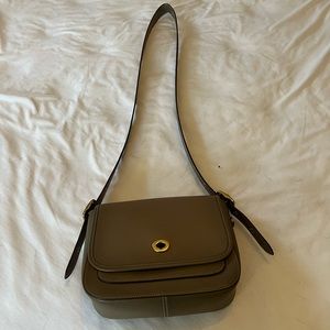 Gray leather coach purse